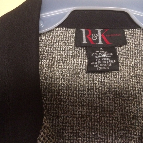 R&K Originals Blazer Sz6 Tweedy Gray Four Button Contrast Collar Fitted Pre-Owne - Picture 3 of 11